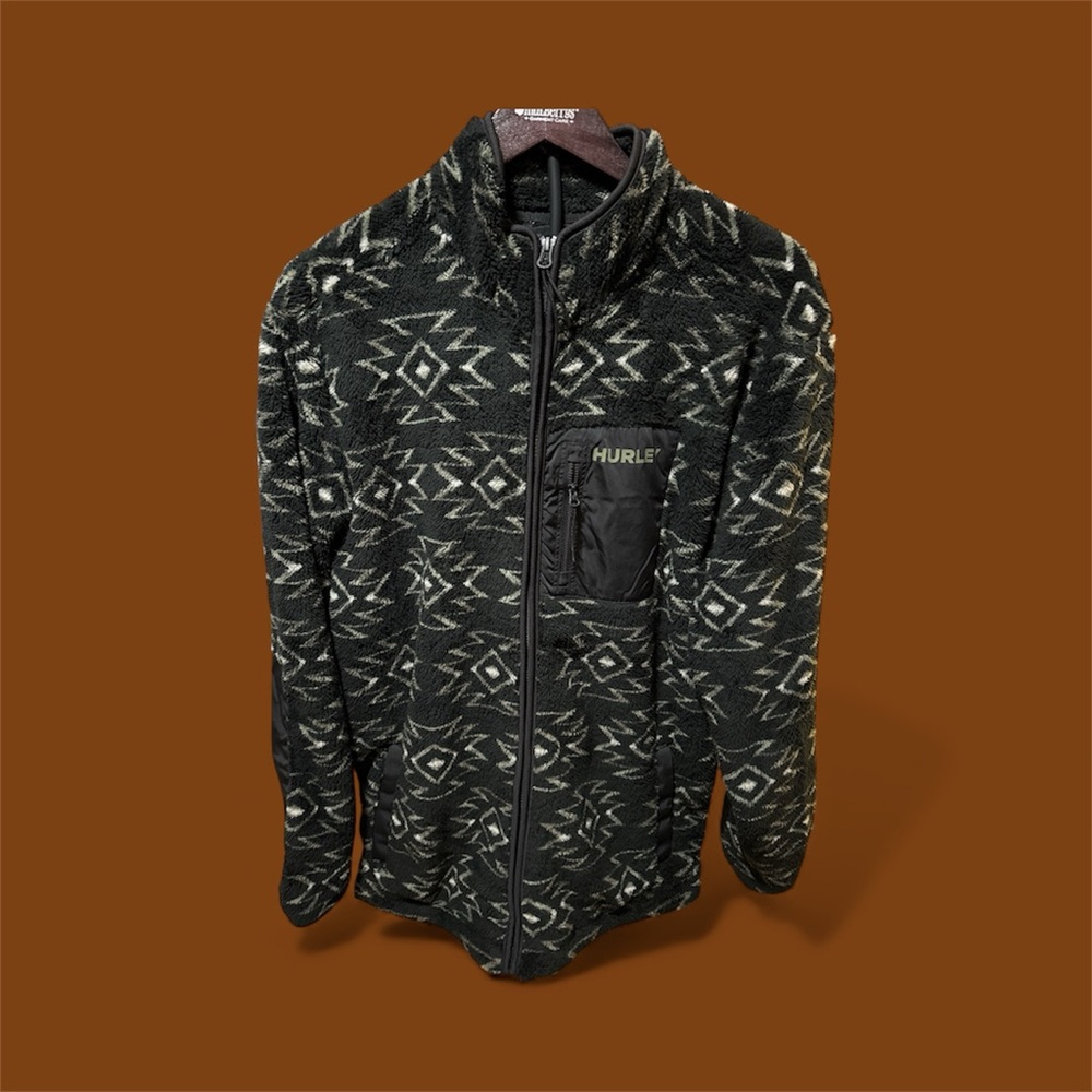 Hurley Black and Gray Patterned Men's Jacket